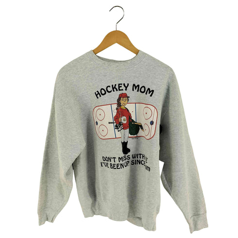 フルーツオブザルーム FRUIT OF THE LOOM 90s USA製 ホッケープリント クルーネックスウェット メンズ import:L